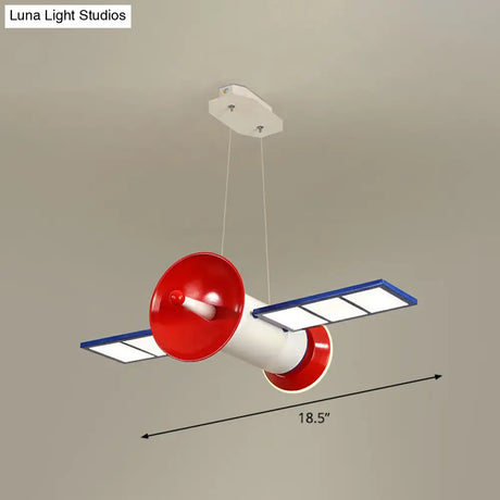 Red Led Satellite Ceiling Light For Childrens Bedroom - Space-Themed Acrylic Chandelier