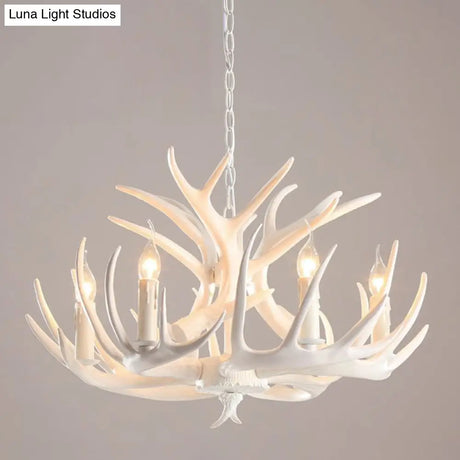 Resin Deer Horn Suspension Light - Traditional Chandelier For Restaurants