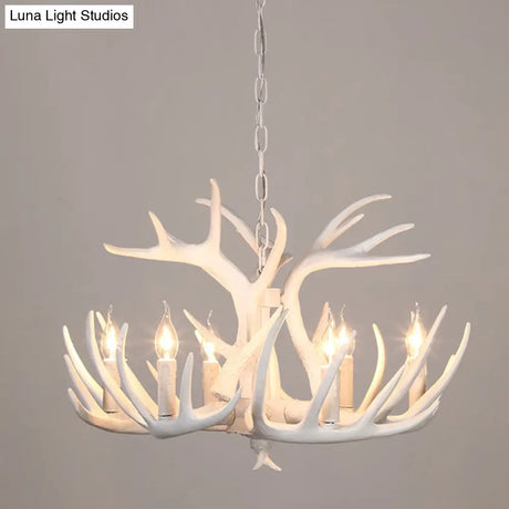 Resin Deer Horn Suspension Light - Traditional Chandelier For Restaurants