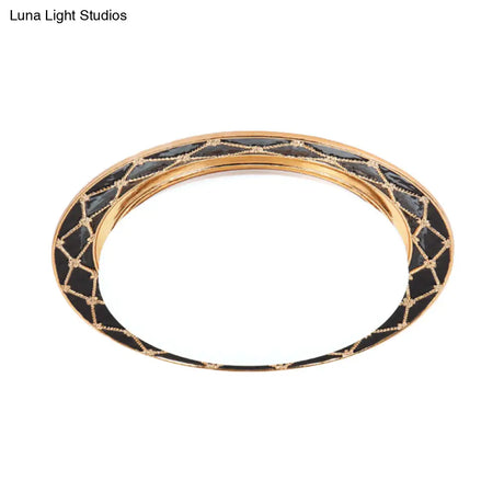 Resin Flush Mount Led Light Fixture - Traditional Black/Red/Apricot Bowl Living Room Lighting