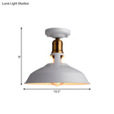 Retro Barn Ceiling Mounted Light 1 - Light Semi Flush Fixture In Black/White - Stylish Metal Design