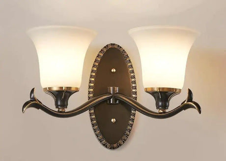 Retro Bedroom Bedside Lamp Guest Study Copper Wall Lamp Double black / Without bulb Copper Wall Lamps