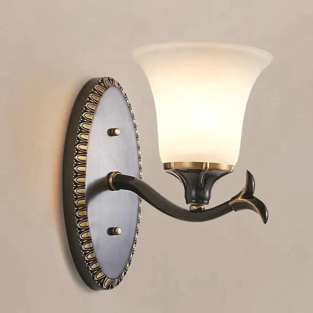 Retro Bedroom Bedside Lamp Guest Study Copper Wall Lamp Single black / Without bulb Copper Wall Lamps