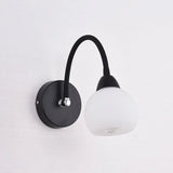 Retro Black Opaline Glass Wall Sconce: Ball Mounted Vanity Light For Bathroom 1 / Globe