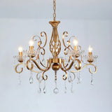 Retro Brass Candle Chandelier: Swirled Arm Pendant Lamp For Living Room With A Metallic Finish 5 /