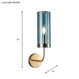 Retro Brass Sconce Wall Mount Lamp With Cylindrical Glass Shade 1/2 Light Fixture For Living Room