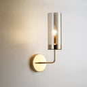 Retro Brass Sconce Wall Mount Lamp With Cylindrical Glass Shade 1/2 Light Fixture For Living Room 1