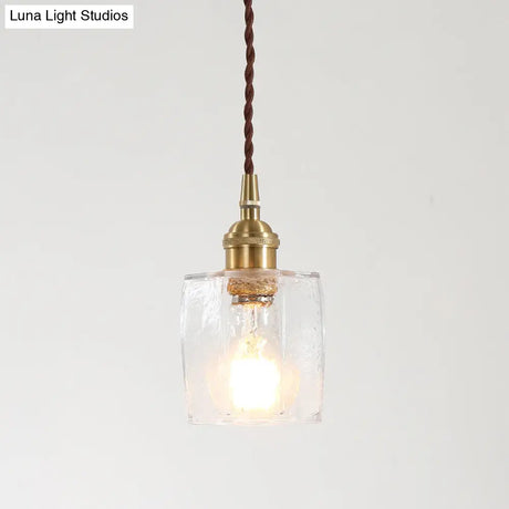 Retro Clear Glass Shade Ceiling Light Brass 1 Small Hanging Lamp For Living Room