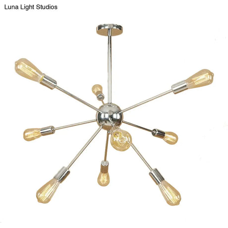 Retro Copper/Chrome Chandelier - Stylish 9/12 Lights Pendant Light For Over Table