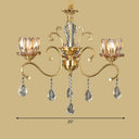 Retro Crystal Glass Brass Chandelier - Decorative Living Room Hanging Lamp 3 / Clear Flower