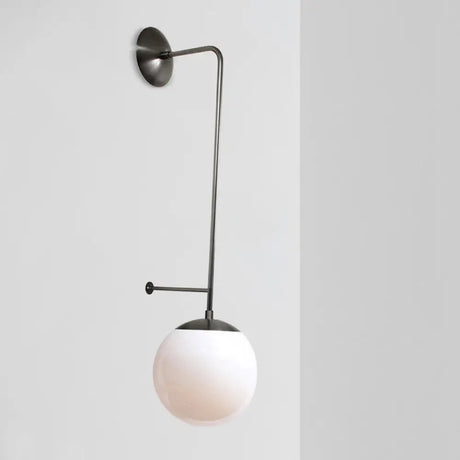 Retro Globe Wall Lamp - 1-Light Clear/White Glass Shade Brass/Black Living Room Sconce Light Black /