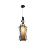 Retro Gourd Shaped Iron Pendant Light With Fabric Shade - Black 1 Bulb Stylish Ceiling Hanging