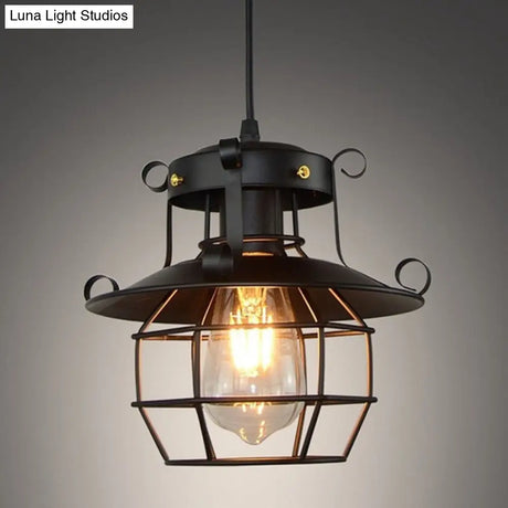 Retro Industrial Metal Cage Hanging Light - Perfect For Coffee Shops