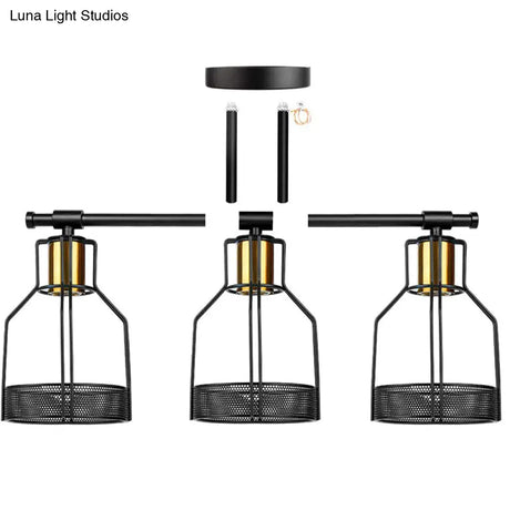 Retro Industrial Metal Cage Vanity Wall Light - 3 Fixture