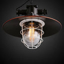 Retro Industrial Metal Hanging Light Kit - 1 Caged Pendant With Chain Perfect For Restaurants Bronze