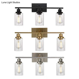 Retro Industrial Style Glass 3-Light Cylinder Vanity Wall Light Fixtures