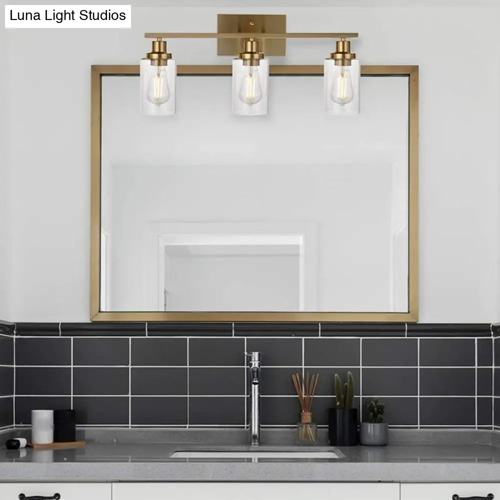 Retro Industrial Style Glass 3-Light Cylinder Vanity Wall Light Fixtures