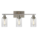 Retro Industrial Style Glass 3-Light Cylinder Vanity Wall Light Fixtures Nickel