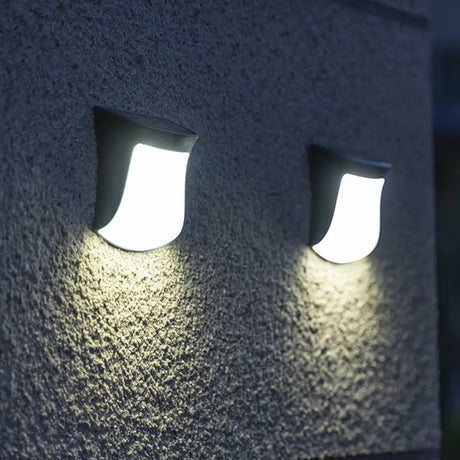 Retro Led Solar Wall Sconce Curved Flush Mount Acrylic Fixture For Outdoor Lighting Black / White