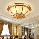 Retro Metal Brass Ceiling Mount Light Fixture - Oval Dining Room Flushmount 3/4/6 Heads
