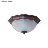 Retro Prismatic White Glass Octagon Flush Mount Ceiling Light - 3 - Light Black