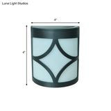 Retro Semi-Cylinder Flush Wall Sconce With Rhombus/Rectangle/Trellis Cage - Black