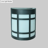 Retro Semi-Cylinder Flush Wall Sconce With Rhombus/Rectangle/Trellis Cage - Black