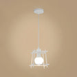 Retro Square Cage Pendant Light - Metal Ceiling Lamp For Bedroom (Black/White) White