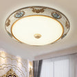 Retro Style Dome Opal Glass Flush Mount Led Bedroom Ceiling Light Fixture - Gold Finish Warm/White
