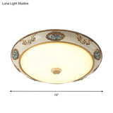 Retro Style Dome Opal Glass Flush Mount Led Bedroom Ceiling Light Fixture - Gold Finish Warm/White
