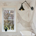 Retro Style Swing Arm Wall Lamp: 1-Head Sconce With Conic Shade Metal Indoor - Black / 8+8