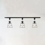 Retro Style Wire Cage Ceiling Light With Conical Shade - Rotatable Black/White Metal Shopify Black