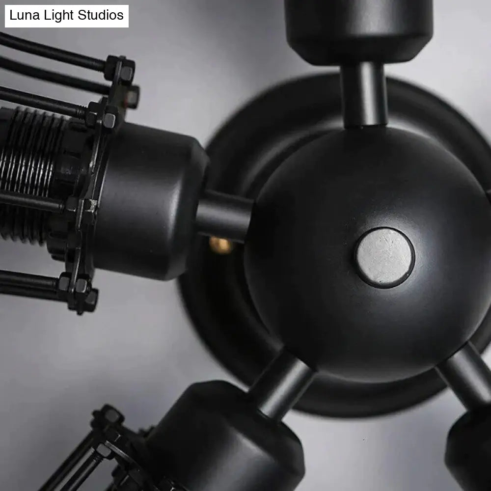 Retro Vintage Black 5 Lights Grln Ceiling E27 Lamp Fixtures For Home Bedroom/Living Room/Bar/Cafe