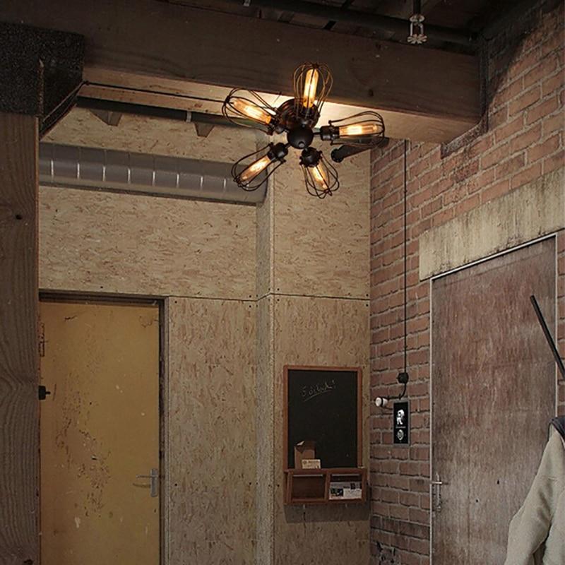 Retro Vintage Black 5 Lights Grln Ceiling E27 Lamp Fixtures For Home Bedroom/Living Room/Bar/Cafe