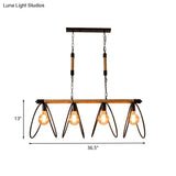 Rijl Al Awwa - Open 4 Lights Rope Chandelier Factory Black Finish Bulb Restaurant Pendant Light