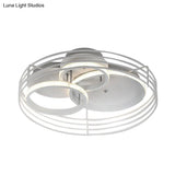 Rings Bedroom Flushmount Acrylic Led Flush Lamp - Contemporary Design Metal Cage Black/White