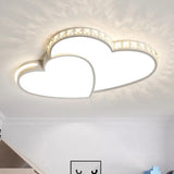Romantic Acrylic Double Heart Ceiling Light With Sparkling Led Crystals In White - Perfect For