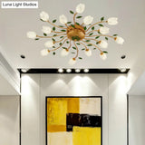 Romantic Brass Spiral Led Flower Ceiling Light Fixture - Semi Flush 16 Heads Bedroom Décor