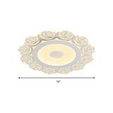 Romantic Led Ceiling Mount Light With Acrylic Rose Edge - Ideal For Girls Bedroom