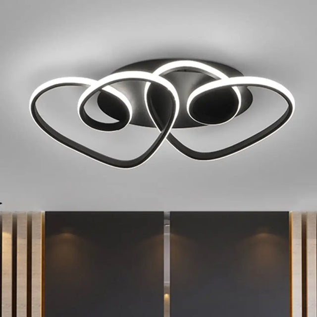 Romantic Loving Heart Flush Ceiling Light Modern Metal Led Mount In Warm Or White