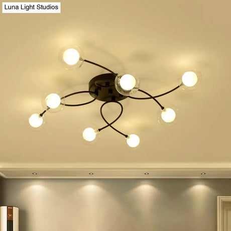 Romantic Twist Arm Black Ceiling Light: Multi - Head Semi Flushmount For Living Room