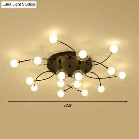 Romantic Twist Arm Black Ceiling Light: Multi - Head Semi Flushmount For Living Room