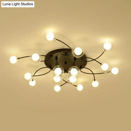 Romantic Twist Arm Black Ceiling Light: Multi - Head Semi Flushmount For Living Room
