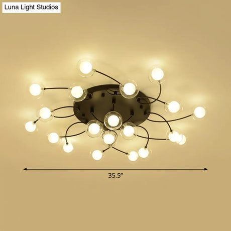 Romantic Twist Arm Black Ceiling Light: Multi - Head Semi Flushmount For Living Room