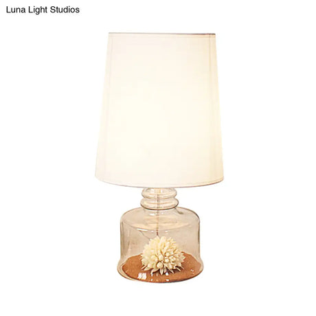 Rosaria - Pastoral Fabric Barrel Restaurant Table Lighting With Dried Flower And