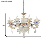 Rose Gold Crystal Chandelier Pendant - 6/8 Lights Modern Blooming Design For Bedroom Suspension