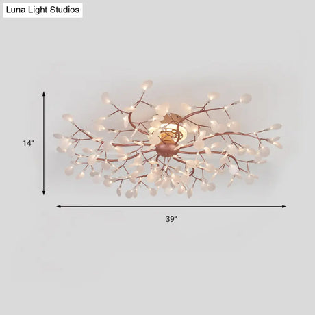 Rose Gold Metallic Branch Ceiling Lamp - Stunning Semi Flush Dining Room Light