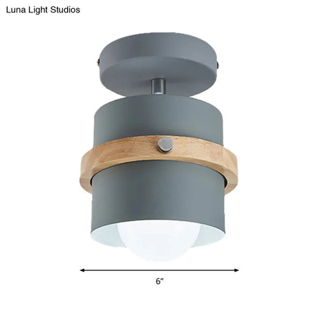 Rotatable 1-Light Macaron Flush Ceiling Light For Corridor - Undertint Cylinder Design