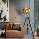 Rotatable Cylinder Metal Shade Floor Light - Tripod Design Industrial Style 1-Light Indoor Standing
