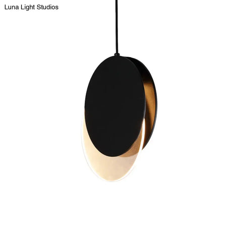 Rotatable Led Pendant Hanging Lamp With Acrylic Shade In Warm/White Light 7’/11’W - Black/White